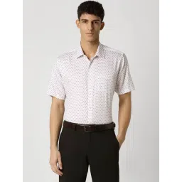 Van Heusen White Cotton Regular Fit Printed Shirt-picture-36