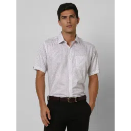 Van Heusen White Cotton Regular Fit Printed Shirt-picture-37