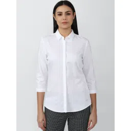 Van Heusen White Cotton Self Pattern Shirt-picture-19