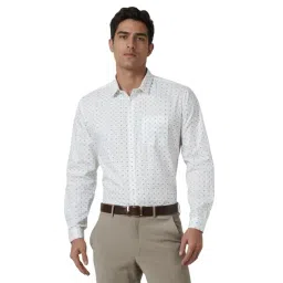 Van Heusen White Cotton Slim Fit Printed Shirt-picture-31