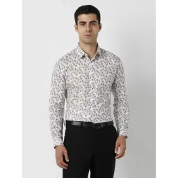 Van Heusen White Cotton Slim Fit Printed Shirt-picture-46