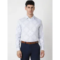 Van Heusen White Cotton Slim Fit Printed Shirt-picture-32