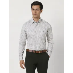 Van Heusen White Cotton Slim Fit Printed Shirt-picture-15