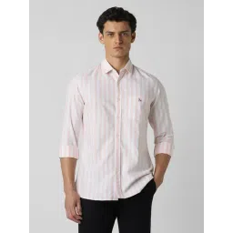 Van Heusen White Cotton Slim Fit Striped Shirt-picture-27