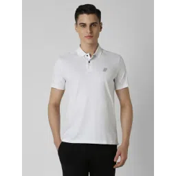 Van Heusen White Regular fit Self Casual Polo T-Shirt-picture-22