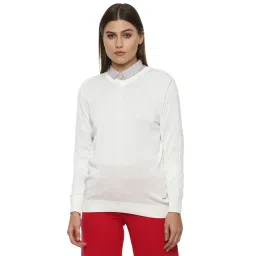 Van Heusen White V Neck Sweater image 1