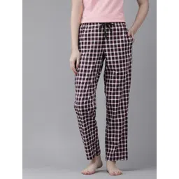 Van Heusen Women Checkered Functional Pocket Plush Back Elastic Waistband Lounge Pants-picture-12