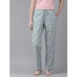 Van Heusen Women Checkered Functional Pocket Plush Back Elastic Waistband Lounge Pants-picture-31