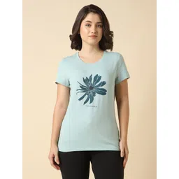Van Heusen Women Floral Printed Round Neck Cotton Relaxed Fit T-shirt-picture-30