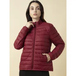 Van Heusen Women Mock Collar Solid Casual Quilted Jacket-picture-23
