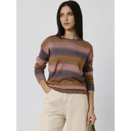 Van Heusen Women Multi Stripe Round Neck Sweater-picture-34