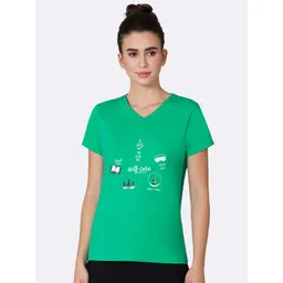 Van Heusen Women Self Care Front Print V-Neck Short Sleeve Lounge T-Shirt-picture-14