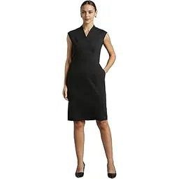 van heusen Women's Cotton Blend V Neck Mid-Length Sheath Comfort Fit Above The Knee Dress-picture-51