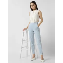 Van Heusen Women's Light Blue Regular Fit Trousers image 4