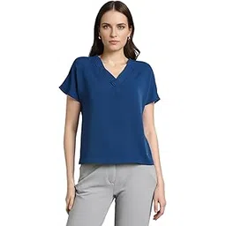 van heusen Women's Regular Fit Half Sleeve V Neck Formal Top-picture-25