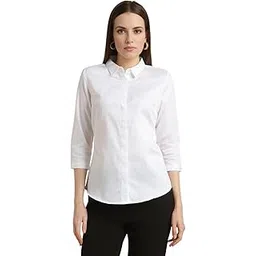 van heusen Women's Regular Fit Solid 3/4 Sleeve Cotton Rich Formal Shirt-picture-21
