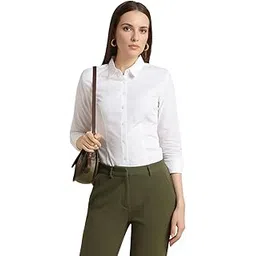 van heusen Women's Regular Fit Solid Full Sleeve 100% Cotton Shirt-picture-22