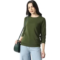 Van Heusen Women's Round Neck Solid Sweatshirt| Full Sleeve Ribbed Hem Casual winterwear-picture-22