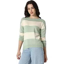 van heusen Women's Round Neck Striped Regular Fit Sweater| Full Sleeve Ribbed Hem Casual winterwear-picture-28