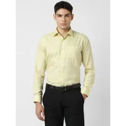 Van Heusen Yellow Cotton Slim Fit Checks Shirt-picture-33