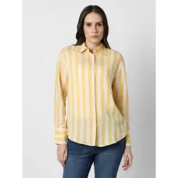 Van Heusen Yellow Regular Fit Striped Shirt-picture-22