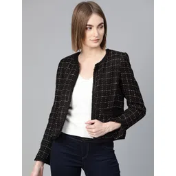 Van Heusen Woman Black & White Checked Open Front Blazer-picture-29