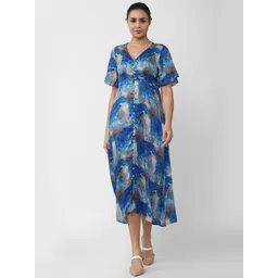 Van Heusen Woman Blue & Off White Tie and Dye Dyed Midi Dress-picture-31