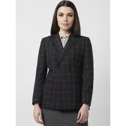 Van Heusen Woman Checked Notched Lapel Single-Breasted Formal Blazer-picture-42