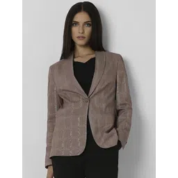 Van Heusen Woman Checked Shawl Collar Neck Single Breasted Formal Blazer-picture-44