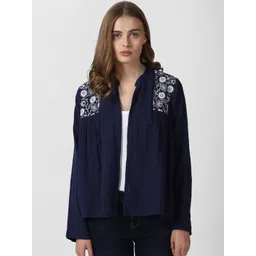 Van Heusen Woman Floral Embroidered Pure Cotton Open Front Jacket-picture-39