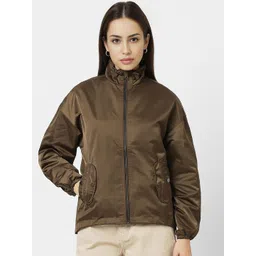 Van Heusen Woman Mock Collar Solid Cotton Casual Sporty Jacket-picture-13