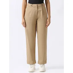 Van Heusen Woman Solid Slim Fit Mid-Rise Pleated Trousers-picture-24