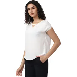 van heusen Women's Cotton Solid Regular Fit Tops image 1