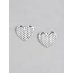 VANBELLE Rhodium-Plated 925 Sterling Silver Heart Shaped Stud Earrings-picture-29
