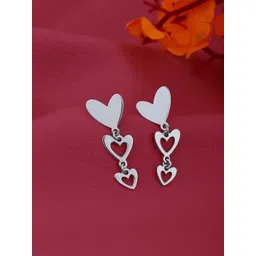VANBELLE Rhodium-Plated925 Sterling Silver Heart Shaped Drop Earrings-picture-18