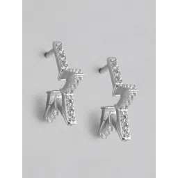 VANBELLE Rhodium-Plated925 Sterling Silver Star Shaped CZ Studs-picture-19