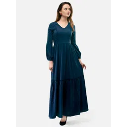 V&M Navy Blue & cloud dancer Crepe Maxi Dress-picture-23