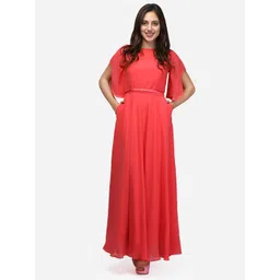V&M Red Georgette Maxi Dress-picture-21