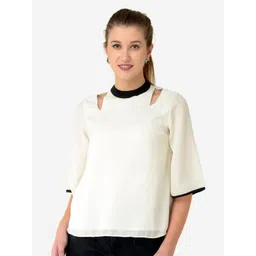 V&M Round Neck Cut-Outs Georgette Top-picture-38