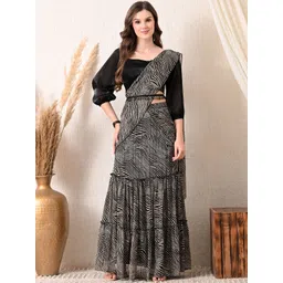 V&M Women Abstract Printed Top with Draped Skirt Co-Ord Set-picture-32