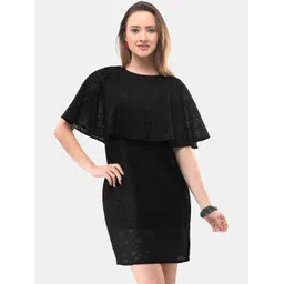 V&M Women Black Self Design Cotton Sheath Dress-picture-10
