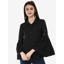 V&M Women Black Slim Fit Solid Casual Shirt-picture-41