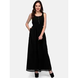 V&M Women Black Solid Maxi Dress-picture-30