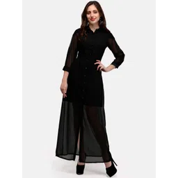 V&M Women Black Solid Maxi Dress-picture-24