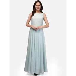 V&M Women Blue Self Design Maxi Dress-picture-26