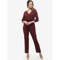 V&M Women Maroon Solid Basic Jumpsuit-picture-37