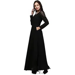 v&m Women's Elegant Lace Long Maxi Dress | V-Neck, Long Sleeves, and Flowing A-Line Fit | Perfect for Parties & Formal Events-picture-52