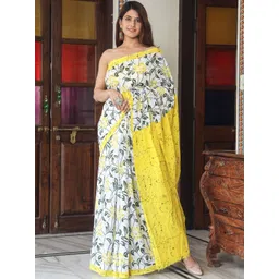 Vanedik Floral Pure Cotton Bagru Saree-picture-39