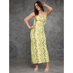 VANGULL Abstract Printed Shoulder Strap Maxi Dress-picture-22