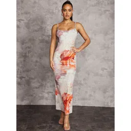 VANGULL Floral Printed Shoulder Straps Maxi Dress-picture-25